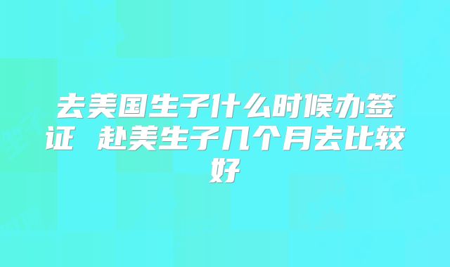 去美国生子什么时候办签证 赴美生子几个月去比较好