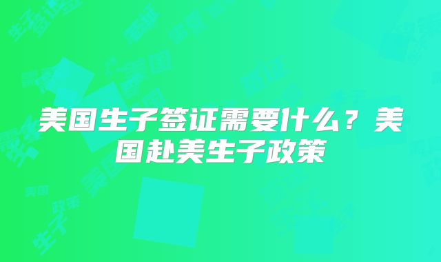 美国生子签证需要什么？美国赴美生子政策