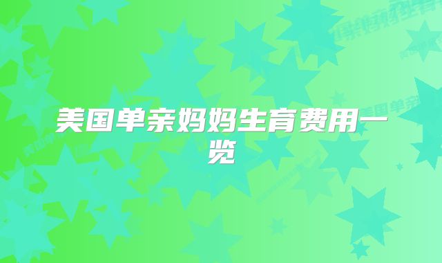 美国单亲妈妈生育费用一览
