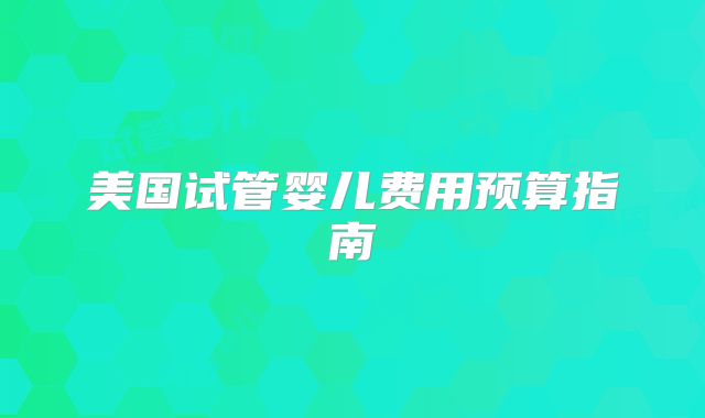 美国试管婴儿费用预算指南