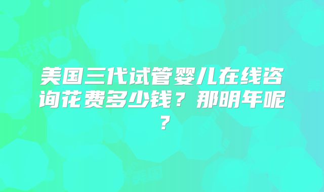 美国三代试管婴儿在线咨询花费多少钱？那明年呢？