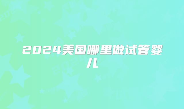 2024美国哪里做试管婴儿