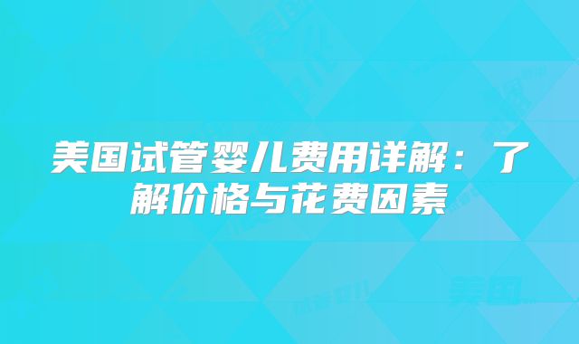 美国试管婴儿费用详解：了解价格与花费因素