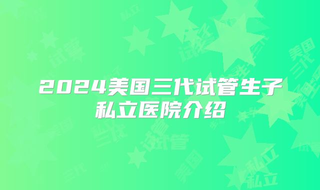 2024美国三代试管生子私立医院介绍