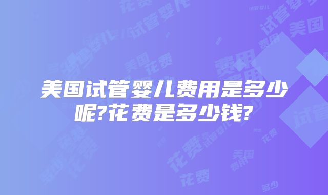 美国试管婴儿费用是多少呢?花费是多少钱?