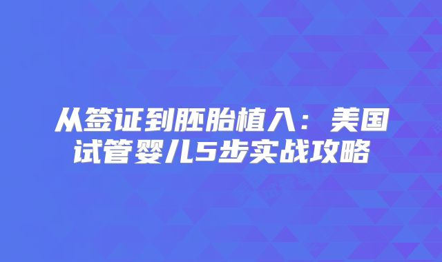 从签证到胚胎植入:美国试管婴儿5步实战攻略