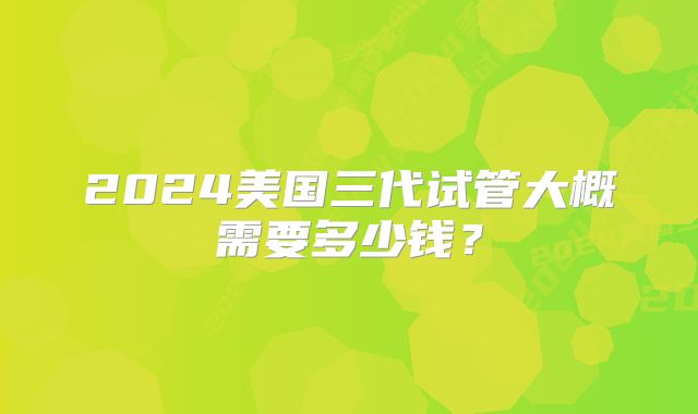 2024美国三代试管大概需要多少钱？