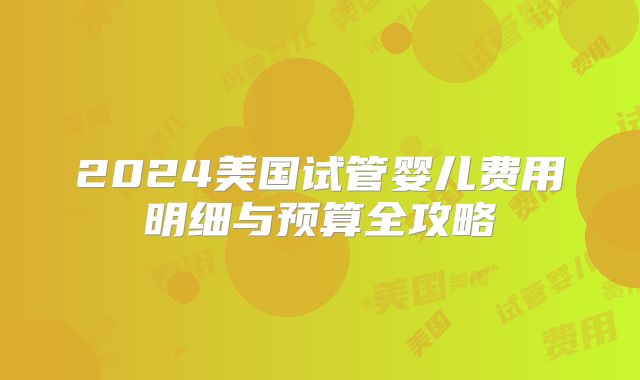 2024美国试管婴儿费用明细与预算全攻略