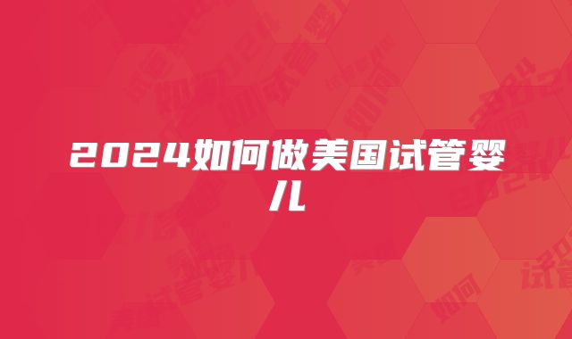 2024如何做美国试管婴儿