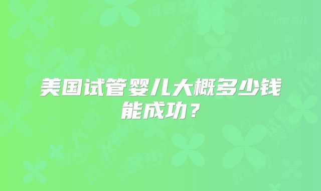 美国试管婴儿大概多少钱能成功？