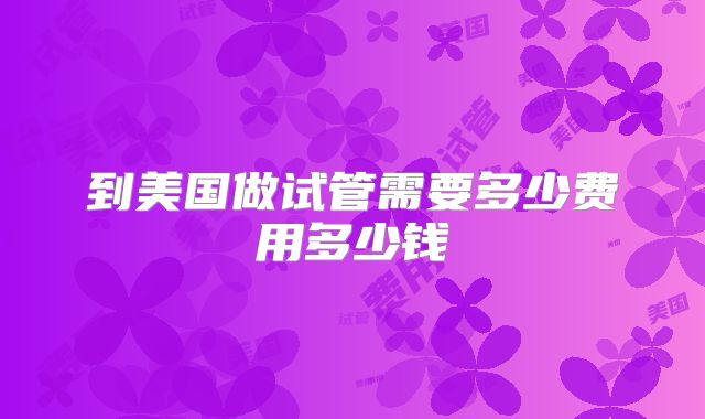 到美国做试管需要多少费用多少钱