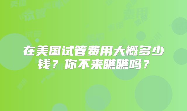 在美国试管费用大概多少钱？你不来瞧瞧吗？