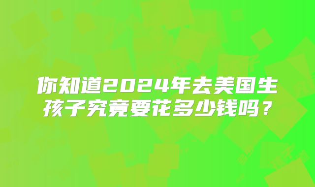 你知道2024年去美国生孩子究竟要花多少钱吗？