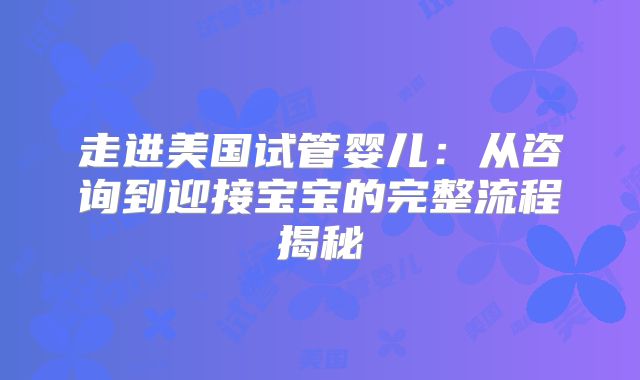 走进美国试管婴儿：从咨询到迎接宝宝的完整流程揭秘