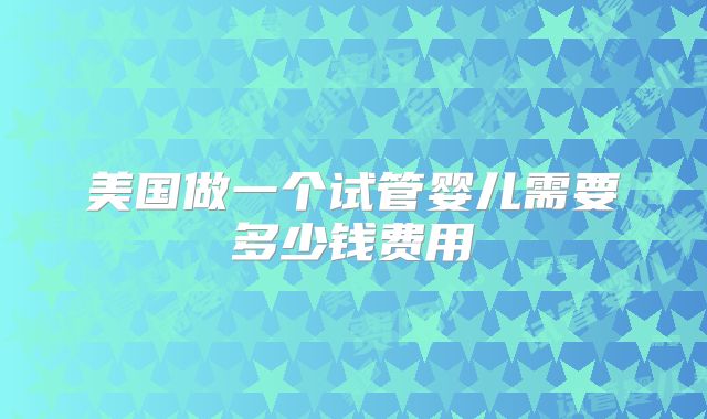 美国做一个试管婴儿需要多少钱费用