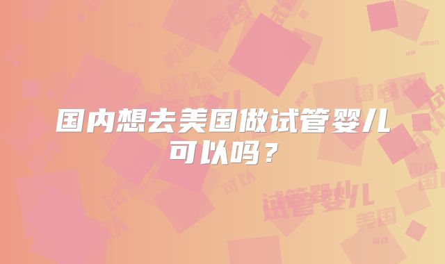国内想去美国做试管婴儿可以吗？