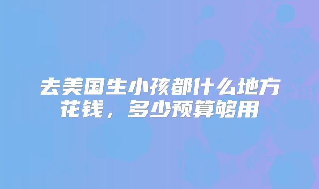 去美国生小孩都什么地方花钱，多少预算够用