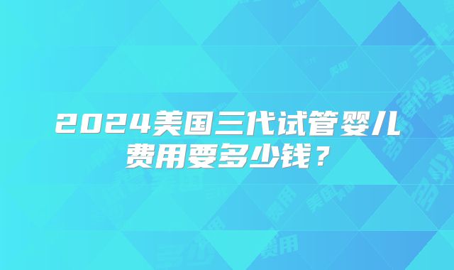 2024美国三代试管婴儿费用要多少钱？