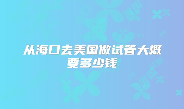 从海口去美国做试管大概要多少钱