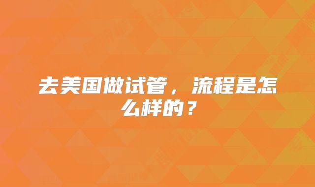 去美国做试管，流程是怎么样的？