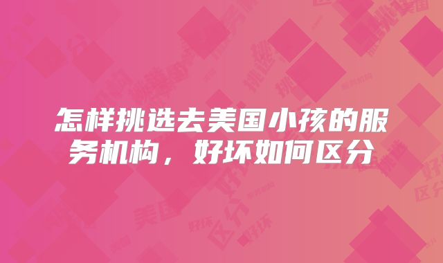 怎样挑选去美国小孩的服务机构，好坏如何区分