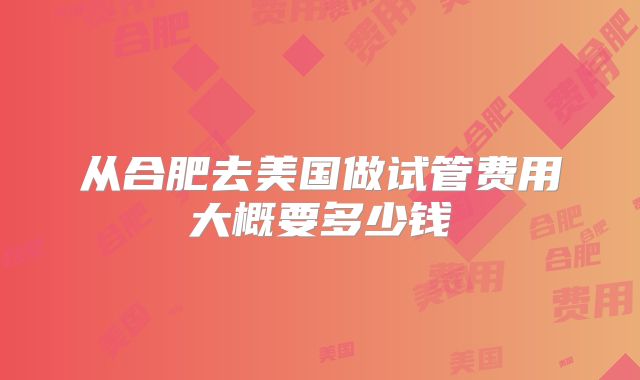 从合肥去美国做试管费用大概要多少钱