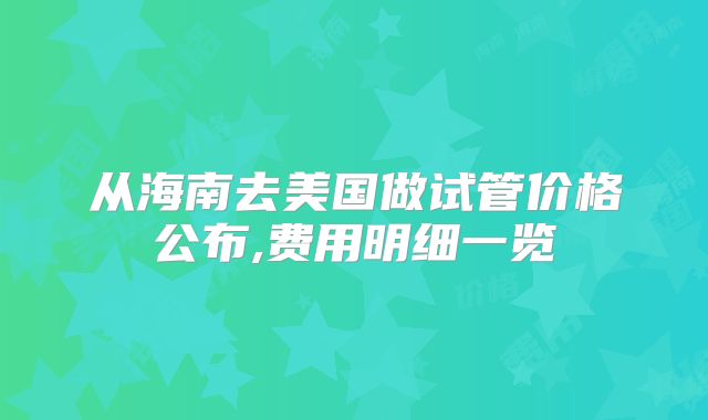 从海南去美国做试管价格公布,费用明细一览