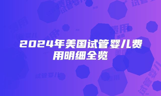 2024年美国试管婴儿费用明细全览
