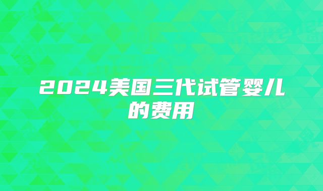 2024美国三代试管婴儿的费用