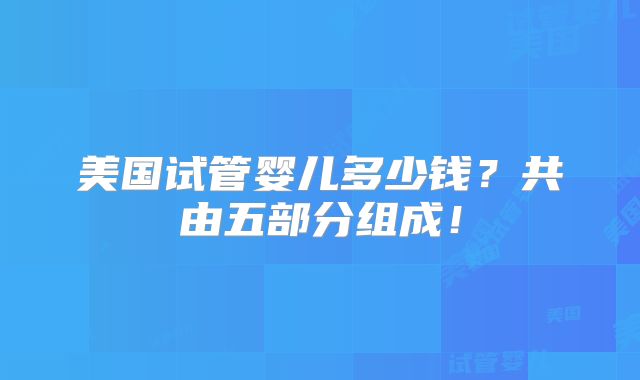 美国试管婴儿多少钱?共由五部分组成!