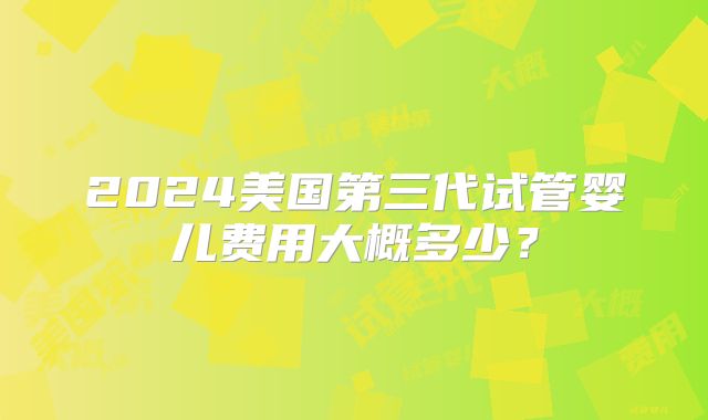 2024美国第三代试管婴儿费用大概多少？