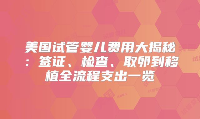 美国试管婴儿费用大揭秘：签证、检查、取卵到移植全流程支出一览