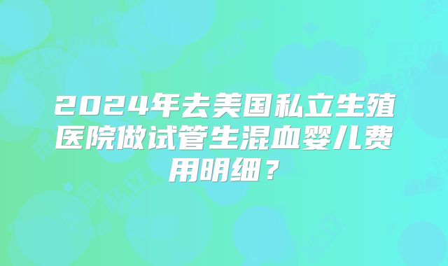 2024年去美国私立生殖医院做试管生混血婴儿费用明细？