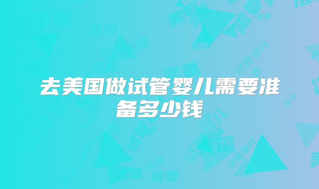 去美国做试管婴儿需要准备多少钱