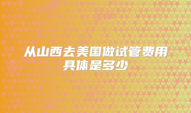 从山西去美国做试管费用具体是多少