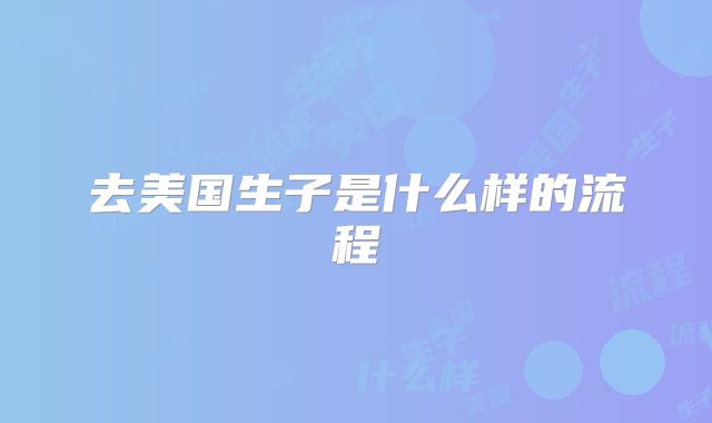 去美国生子是什么样的流程