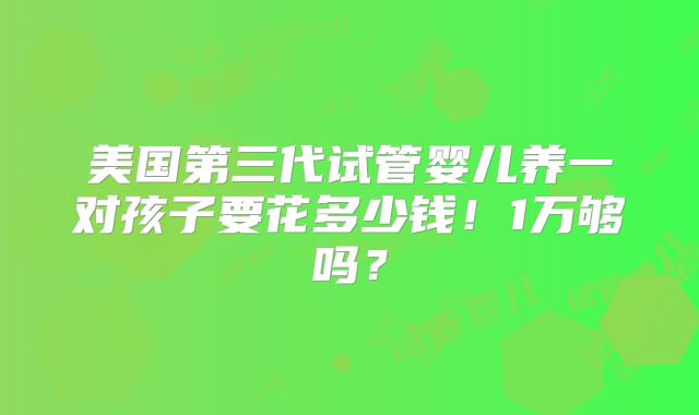 美国第三代试管婴儿养一对孩子要花多少钱！1万够吗？