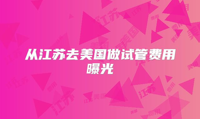 从江苏去美国做试管费用曝光
