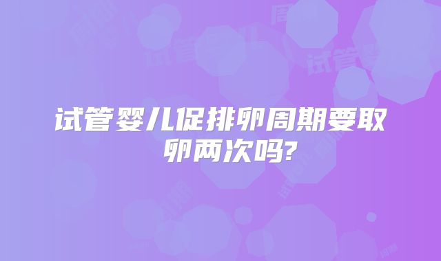 试管婴儿促排卵周期要取 卵两次吗?