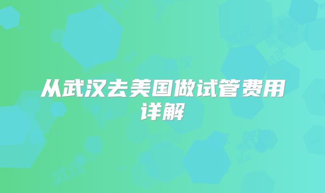 从武汉去美国做试管费用详解