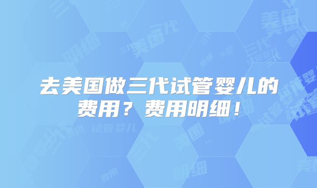 去美国做三代试管婴儿的费用？费用明细！