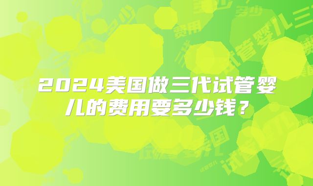 2024美国做三代试管婴儿的费用要多少钱？