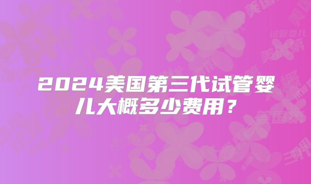 2024美国第三代试管婴儿大概多少费用？