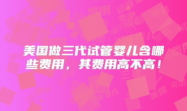 美国做三代试管婴儿含哪些费用，其费用高不高！