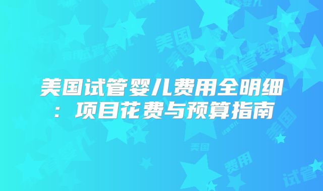 美国试管婴儿费用全明细：项目花费与预算指南