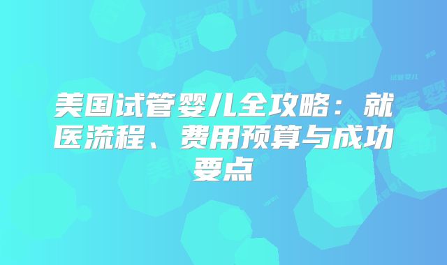美国试管婴儿全攻略：就医流程、费用预算与成功要点
