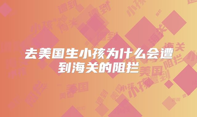 去美国生小孩为什么会遭到海关的阻拦