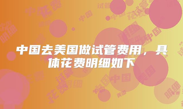 中国去美国做试管费用，具体花费明细如下