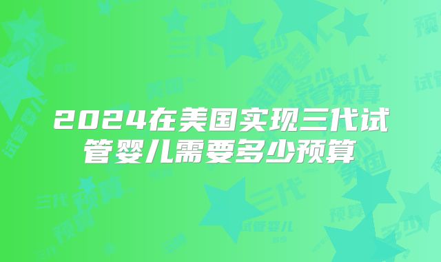 2024在美国实现三代试管婴儿需要多少预算
