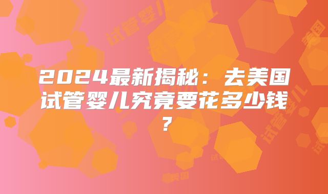 2024最新揭秘：去美国试管婴儿究竟要花多少钱？